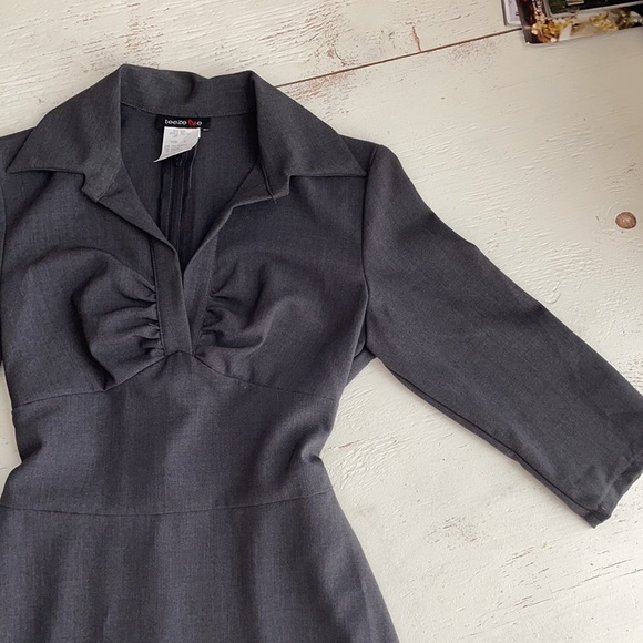 [ Teeze Me Dark Gray V-Neck Half Sleeve Dress ] 5 - Picture 2 of 5